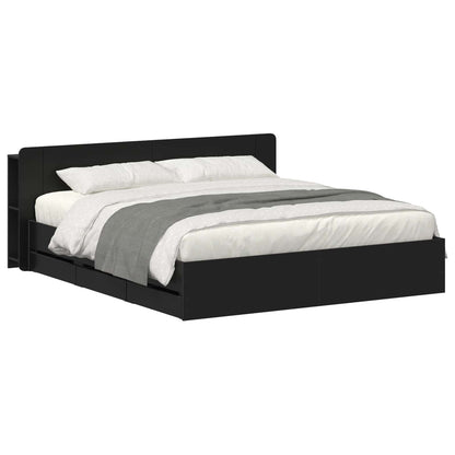 Telaio del letto con storage con testiera Nero 200 x 200 cm | homemem39