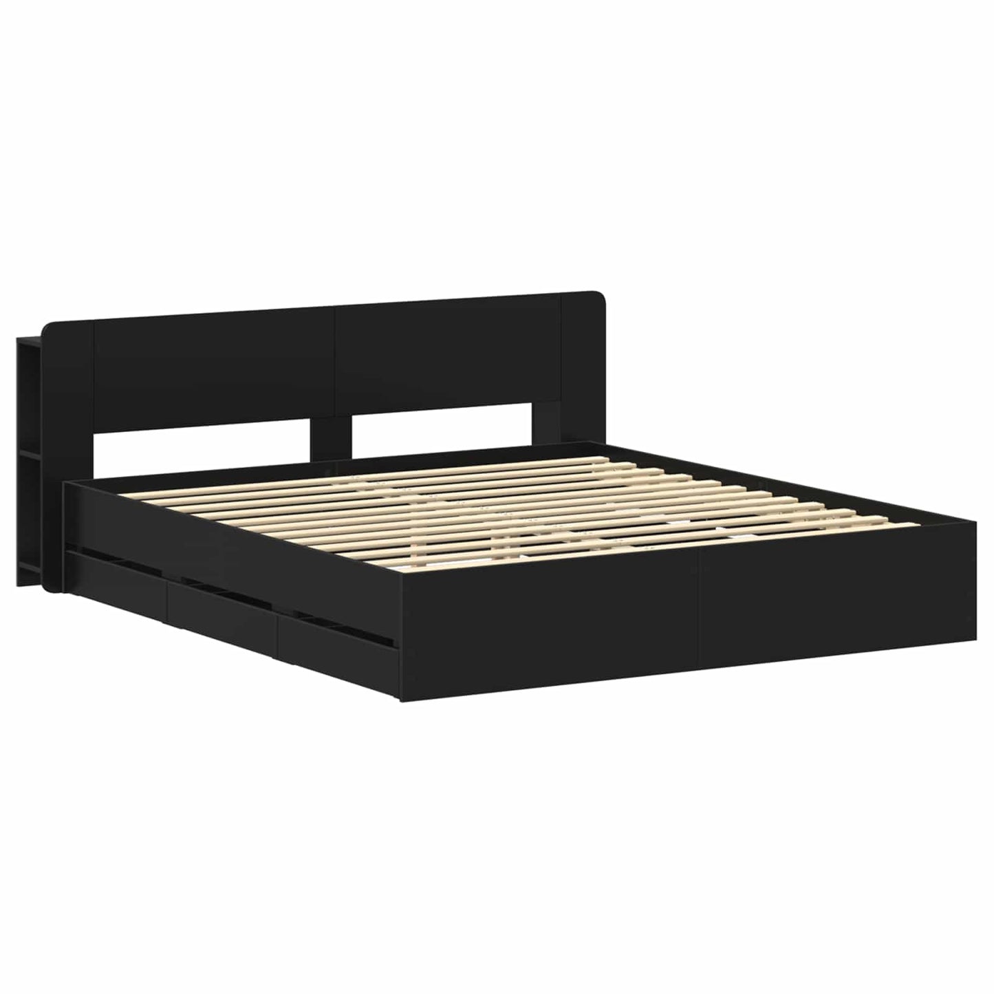 Telaio del letto con storage con testiera Nero 200 x 200 cm | homemem39