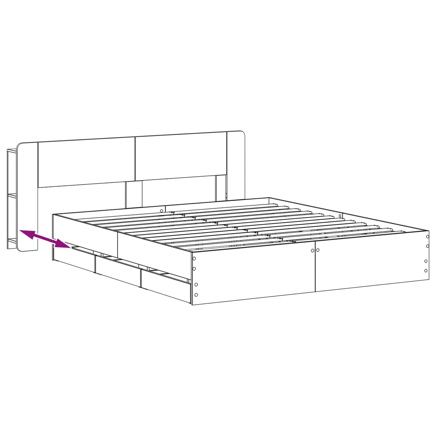 Telaio del letto con storage con testiera Nero 200 x 200 cm | homemem39