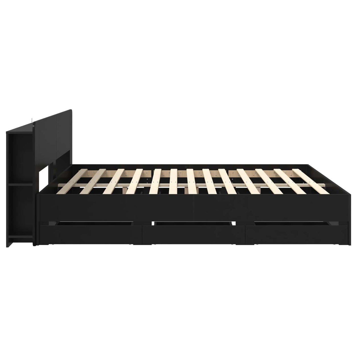 Telaio del letto con storage con testiera Nero 200 x 200 cm | homemem39