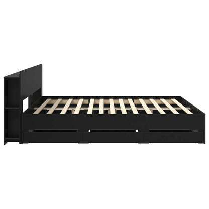 Telaio del letto con storage con testiera Nero 200 x 200 cm | homemem39