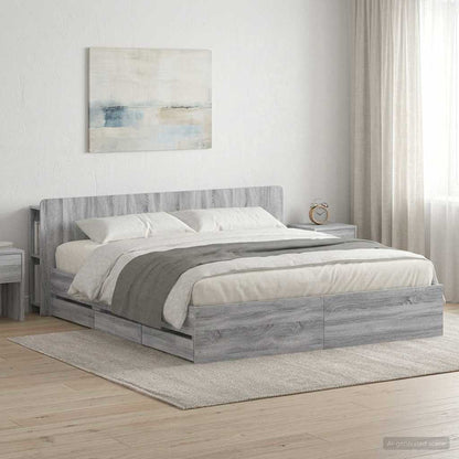 Telaio del letto con storage Sonoma grigio 200 x 200 cm | homemem39