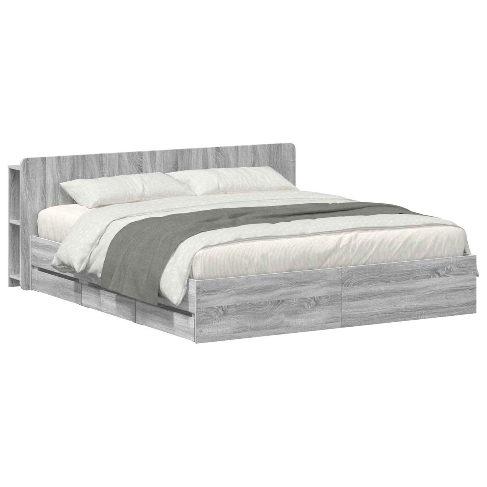 Telaio del letto con storage Sonoma grigio 200 x 200 cm | homemem39