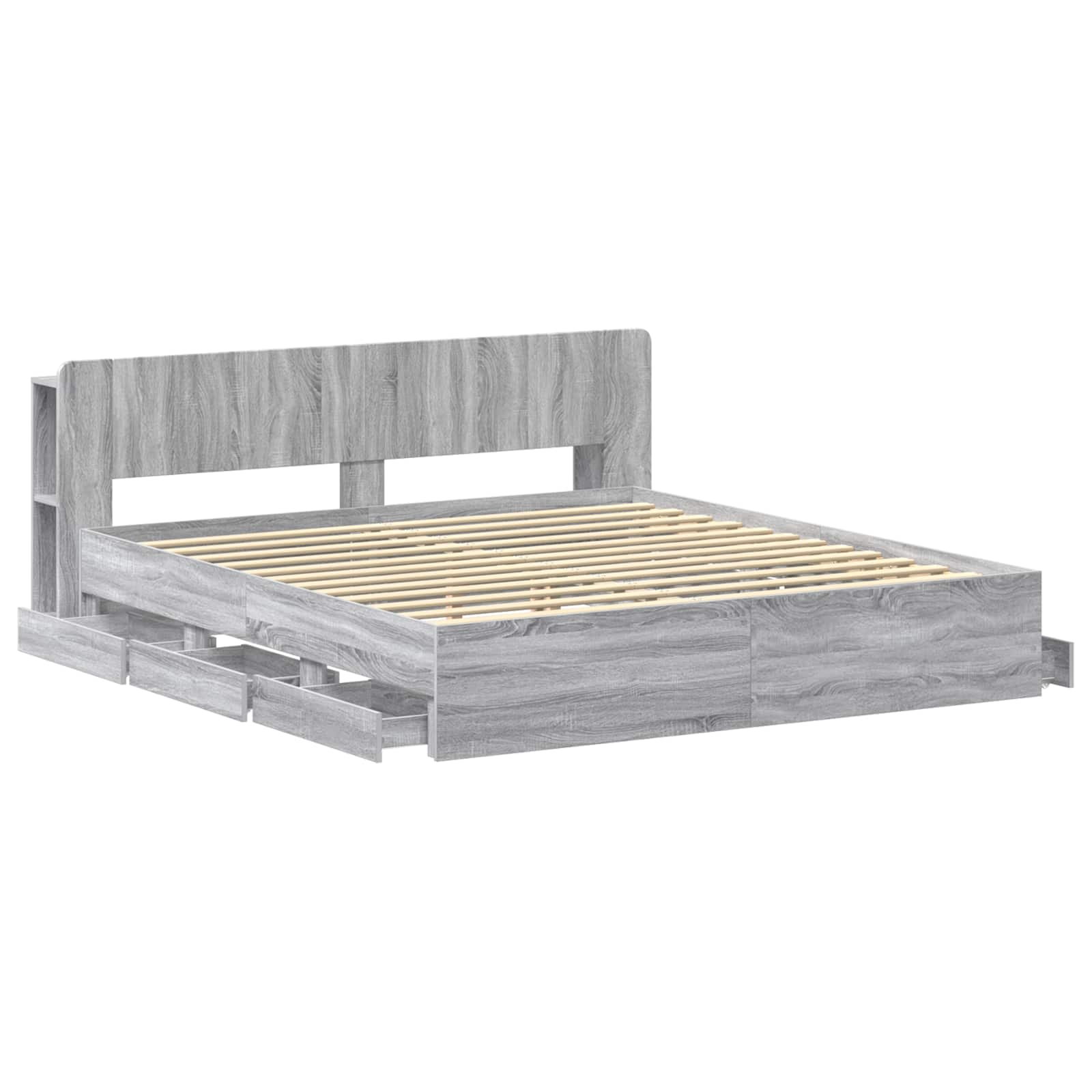 Telaio del letto con storage Sonoma grigio 200 x 200 cm | homemem39