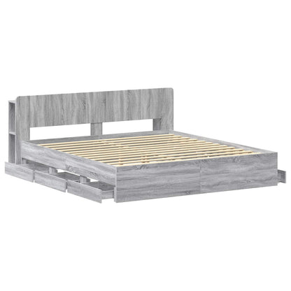 Telaio del letto con storage Sonoma grigio 200 x 200 cm | homemem39