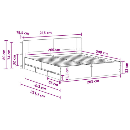 Telaio del letto con storage Sonoma grigio 200 x 200 cm | homemem39