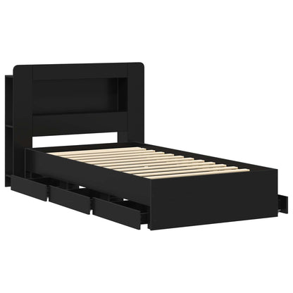 Telaio del letto con storage con testiera Nero 75 x 190 cm | homemem39