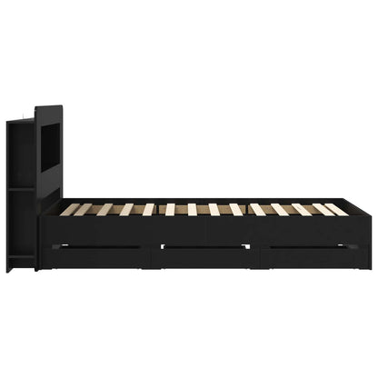 Telaio del letto con storage con testiera Nero 75 x 190 cm | homemem39
