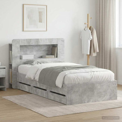 Telaio del letto con storage Grigio Cemento 75 x 190 cm | homemem39