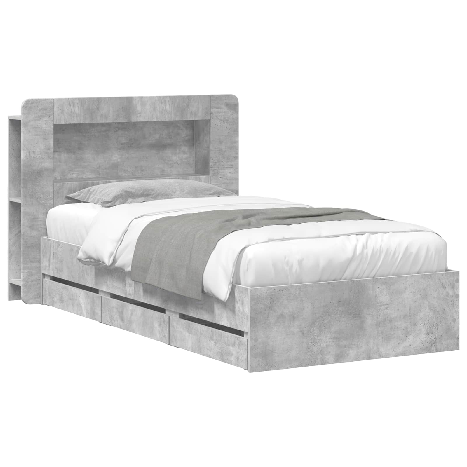 Telaio del letto con storage Grigio Cemento 75 x 190 cm | homemem39