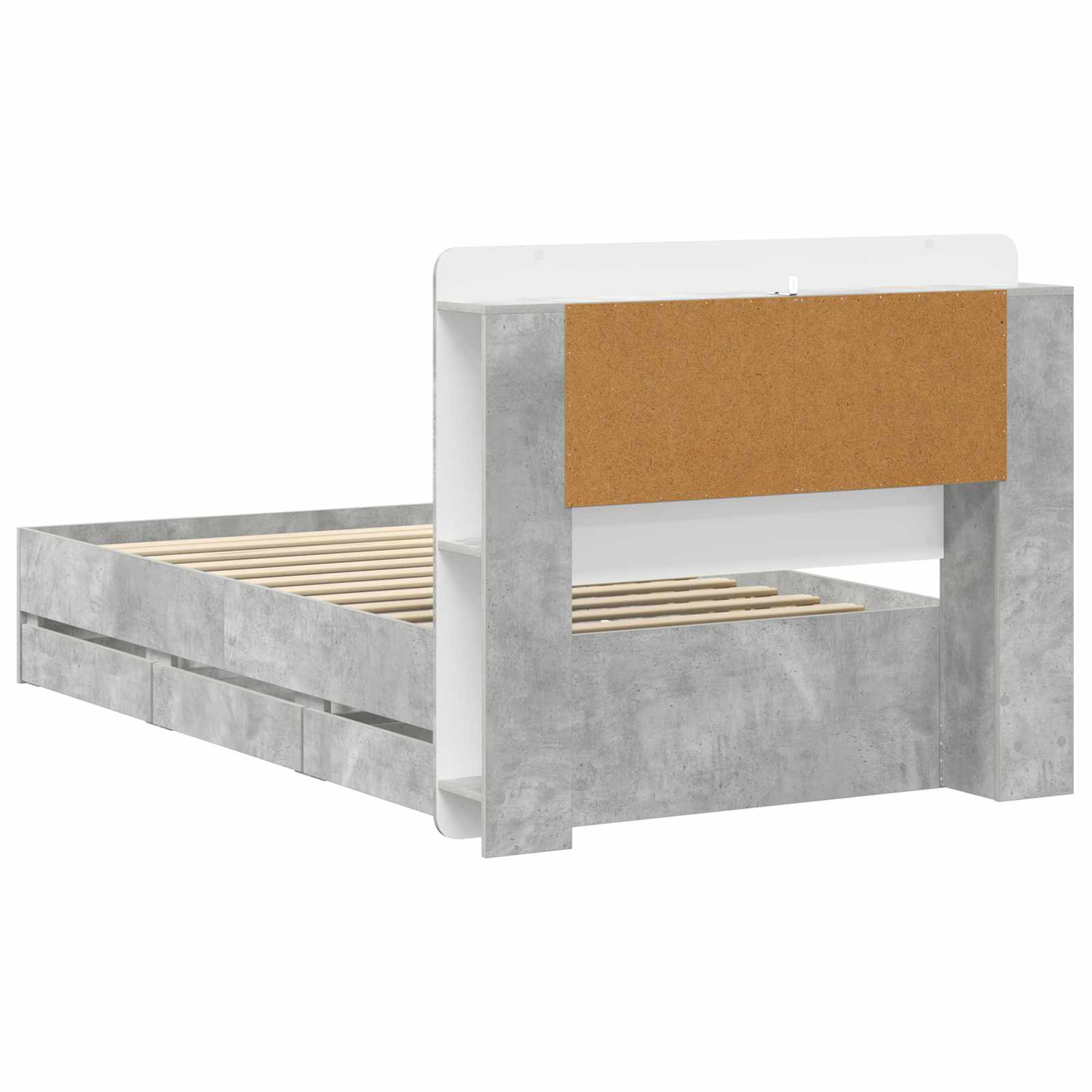 Telaio del letto con storage Grigio Cemento 75 x 190 cm | homemem39