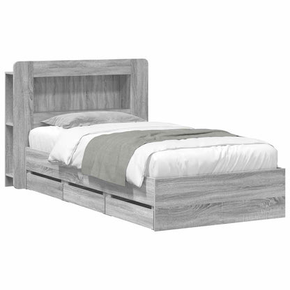 Telaio del letto con storage Sonoma grigio 75 x 190 cm | homemem39