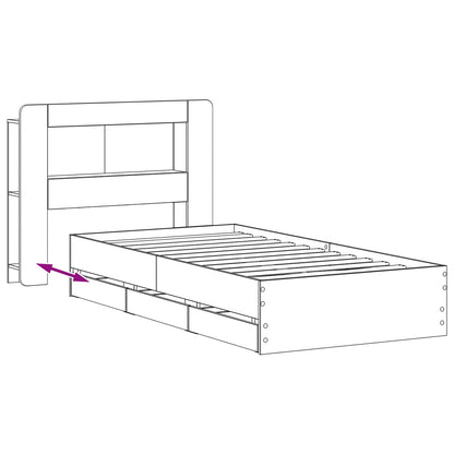 Telaio del letto con storage Sonoma grigio 75 x 190 cm | homemem39