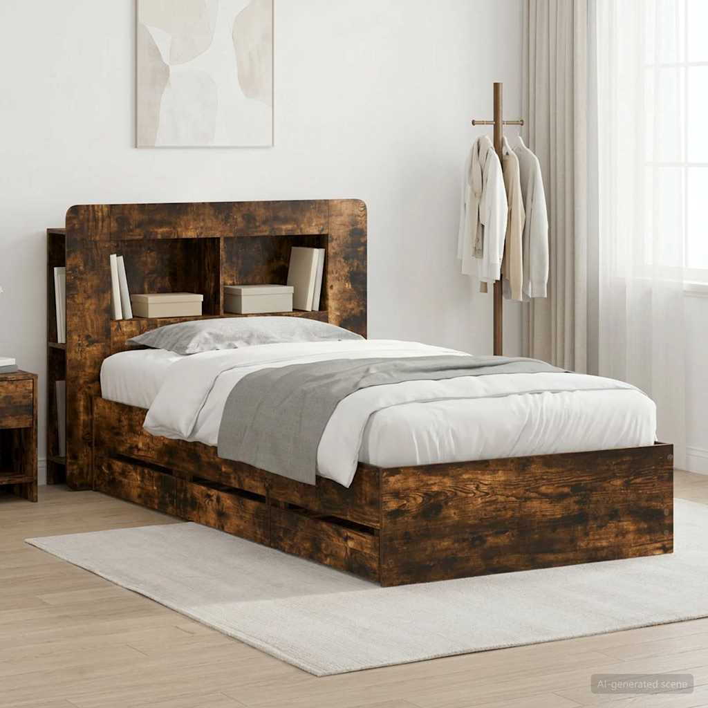 Telaio del letto con storage Rovere Fumo 75 x 190 cm | homemem39