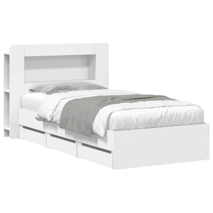 Telaio del letto con storage con testiera Bianco 75 x 190 cm | homemem39