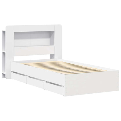 Telaio del letto con storage con testiera Bianco 75 x 190 cm | homemem39