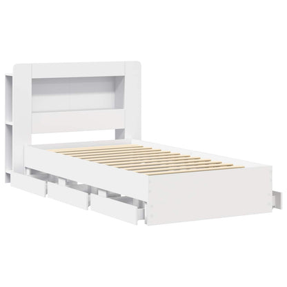 Telaio del letto con storage con testiera Bianco 75 x 190 cm | homemem39