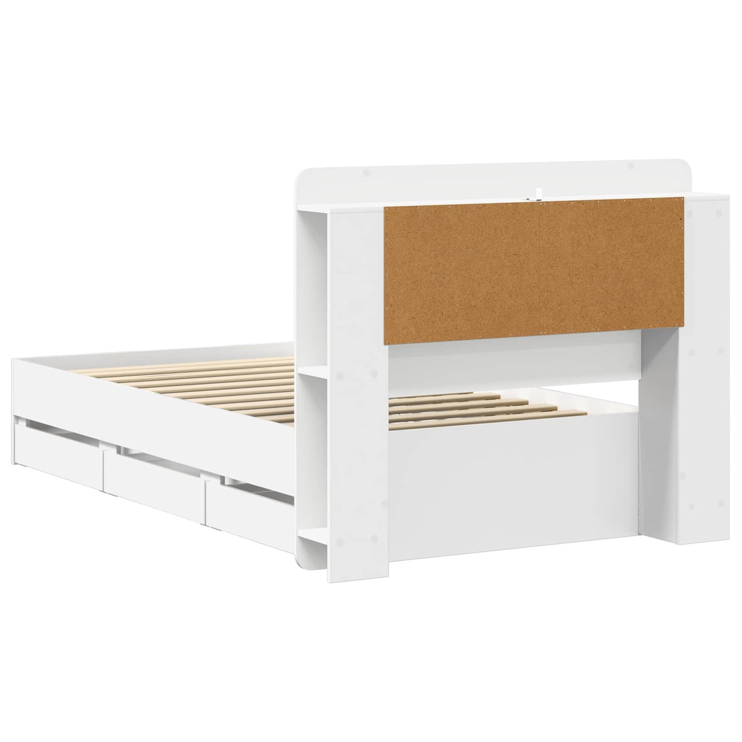 Telaio del letto con storage con testiera Bianco 75 x 190 cm | homemem39