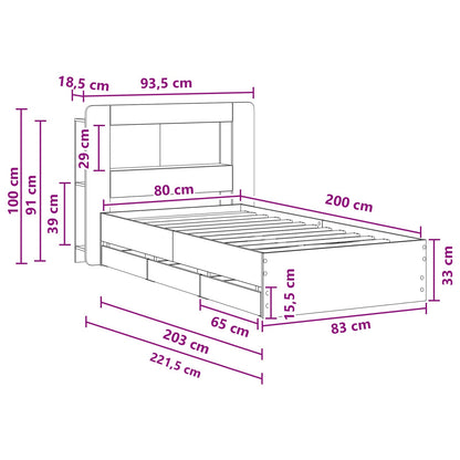 Telaio del letto con storage Grigio Cemento 80 x 200 cm | homemem39