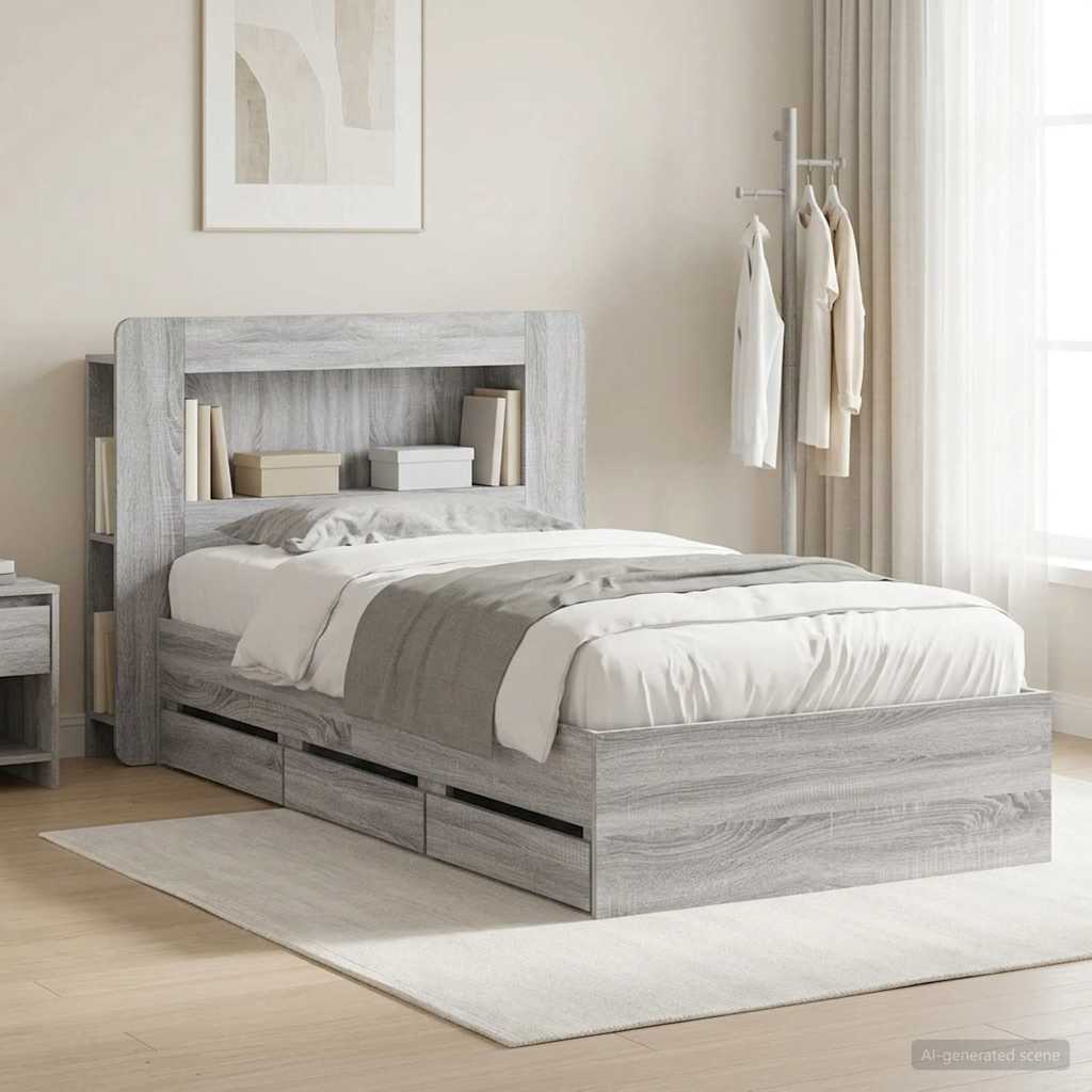 Telaio del letto con storage Sonoma grigio 80 x 200 cm | homemem39