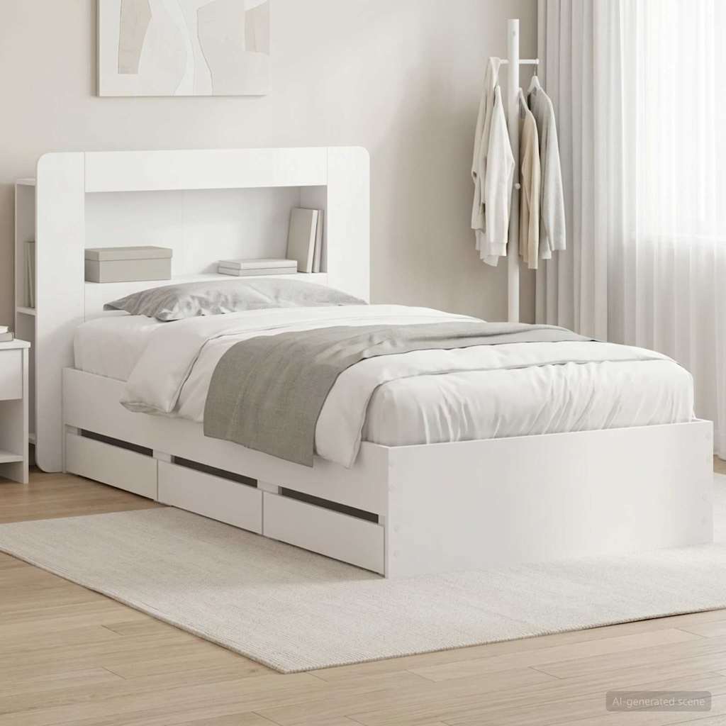 Telaio del letto con storage con testiera Bianco 80 x 200 cm | homemem39