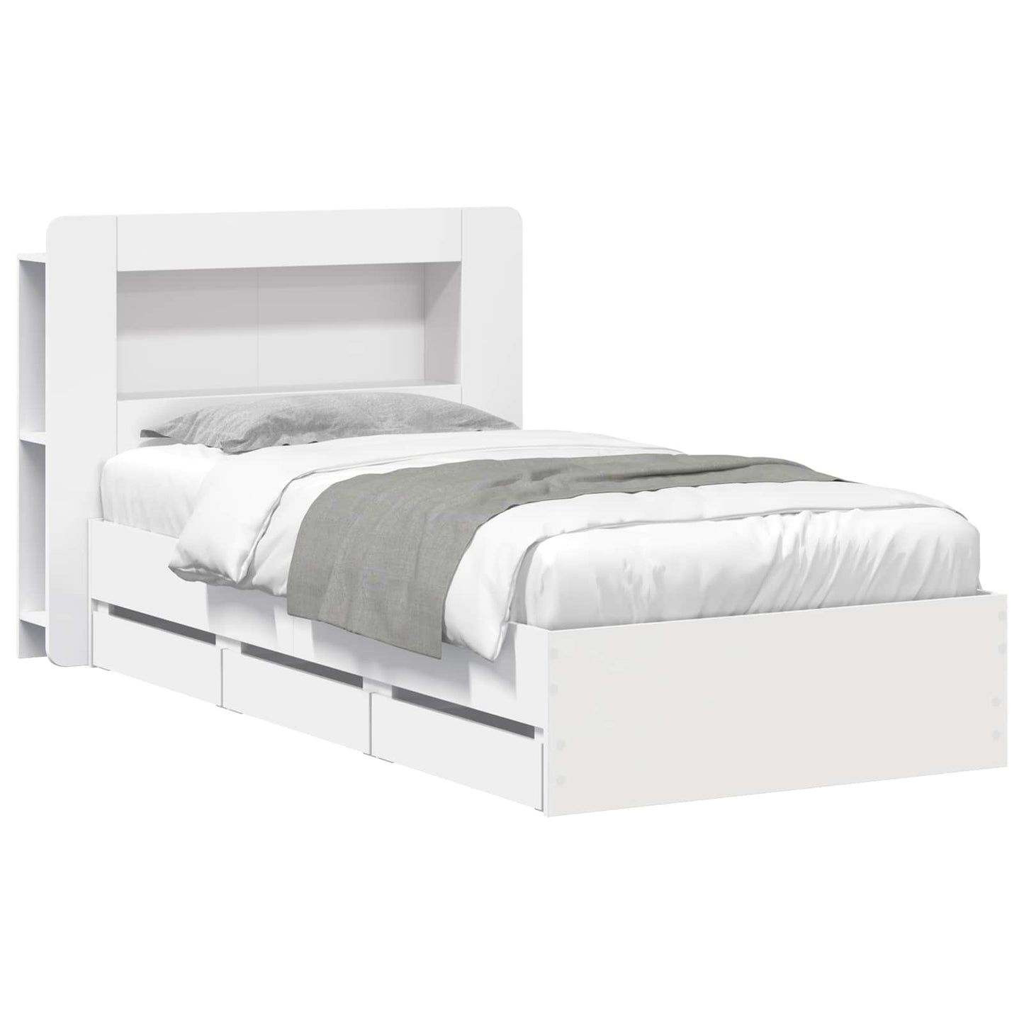Telaio del letto con storage con testiera Bianco 80 x 200 cm | homemem39