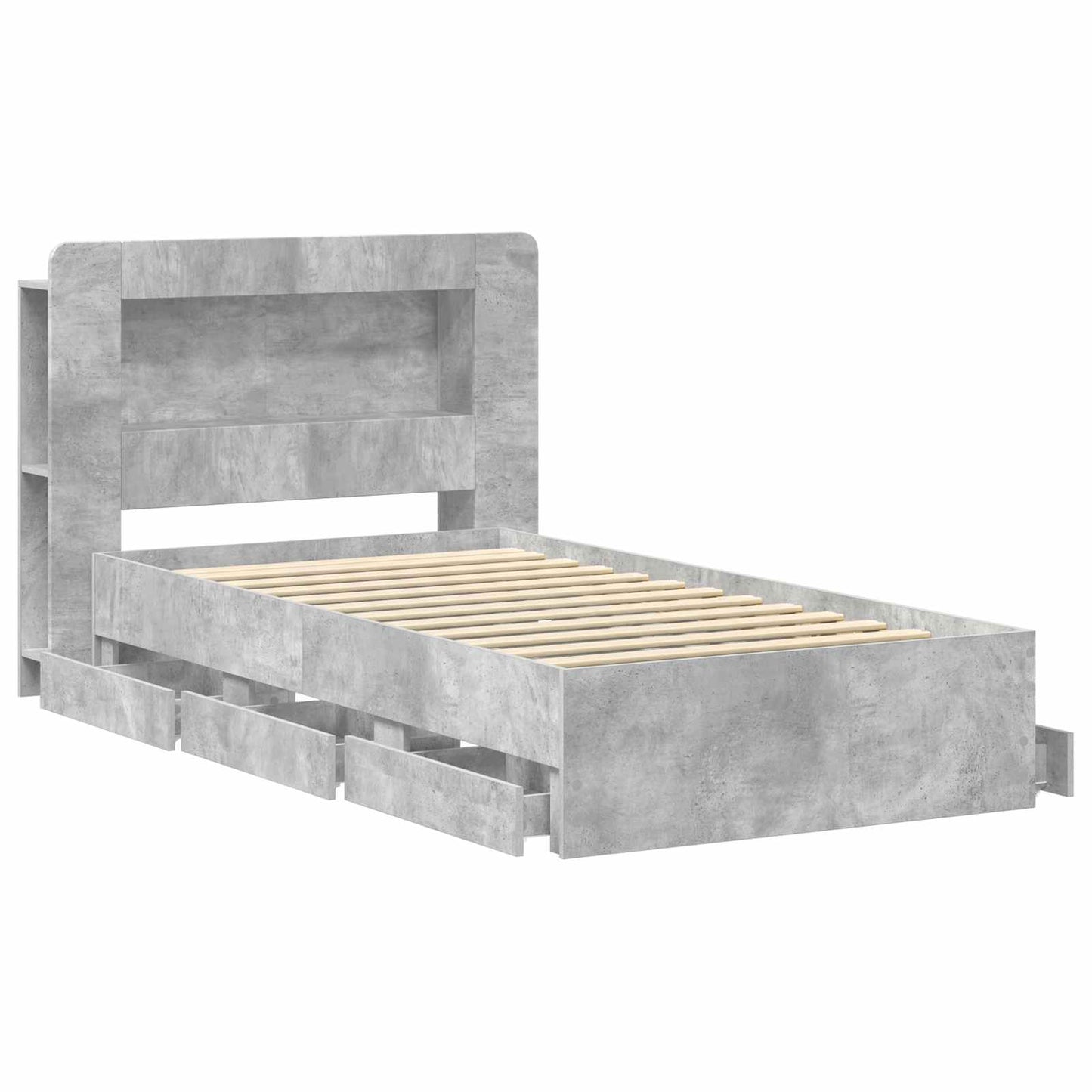 Telaio del letto con storage Grigio Cemento 90 x 190 cm