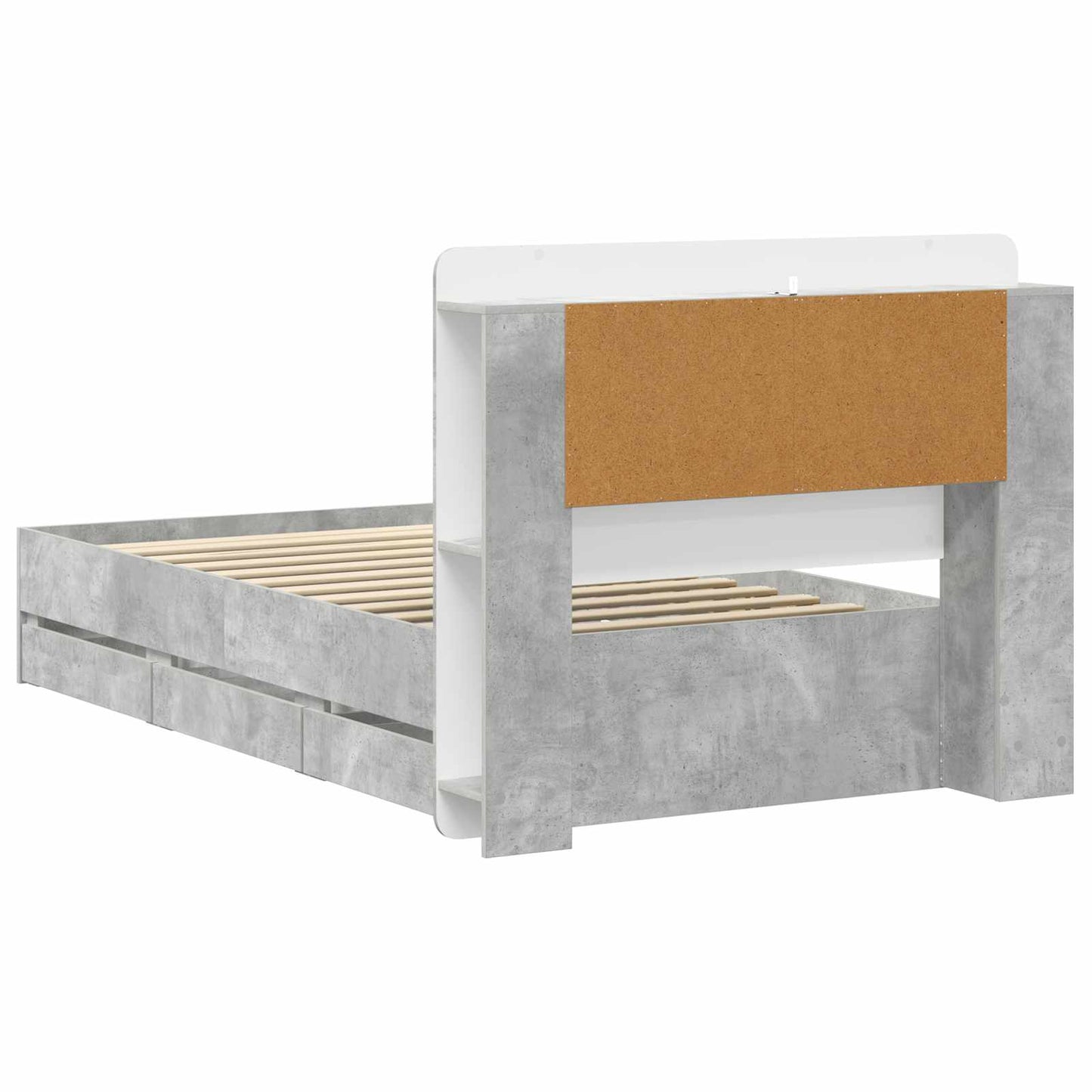 Telaio del letto con storage Grigio Cemento 90 x 190 cm | homemem39