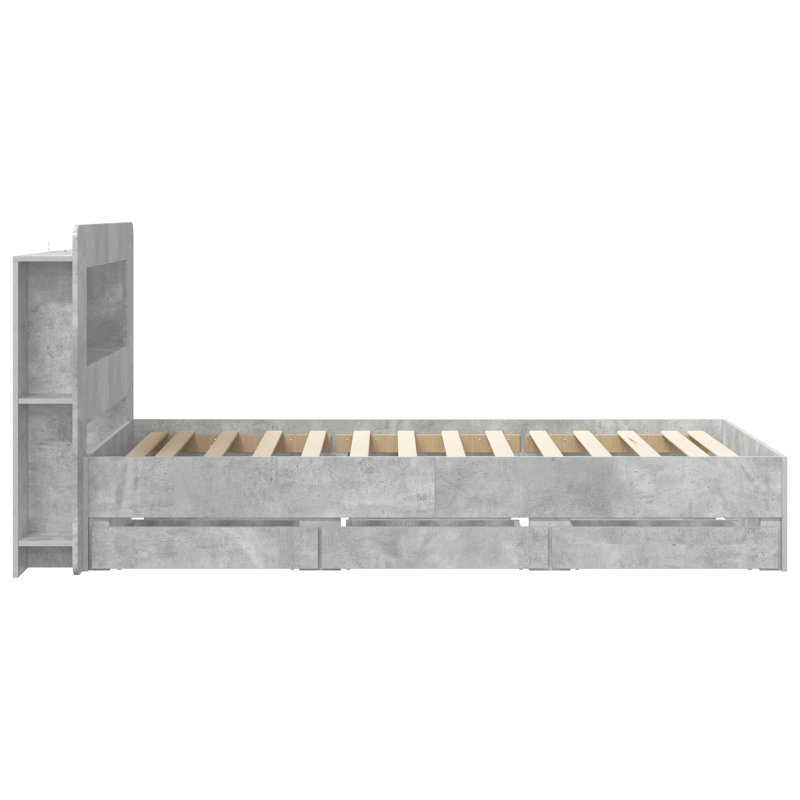 Telaio del letto con storage Grigio Cemento 90 x 190 cm | homemem39