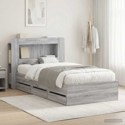 Telaio del letto con storage Sonoma grigio 90 x 190 cm