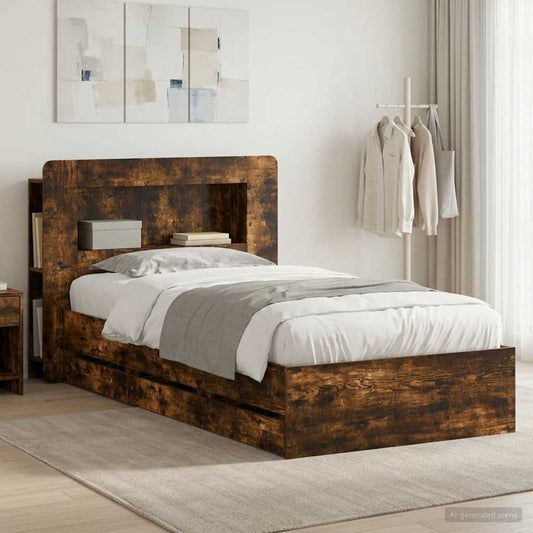 Telaio del letto con storage Rovere Fumo 100 x 200 cm | homemem39