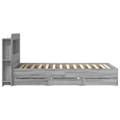 Telaio del letto con storage Sonoma grigio 90 x 200 cm | homemem39