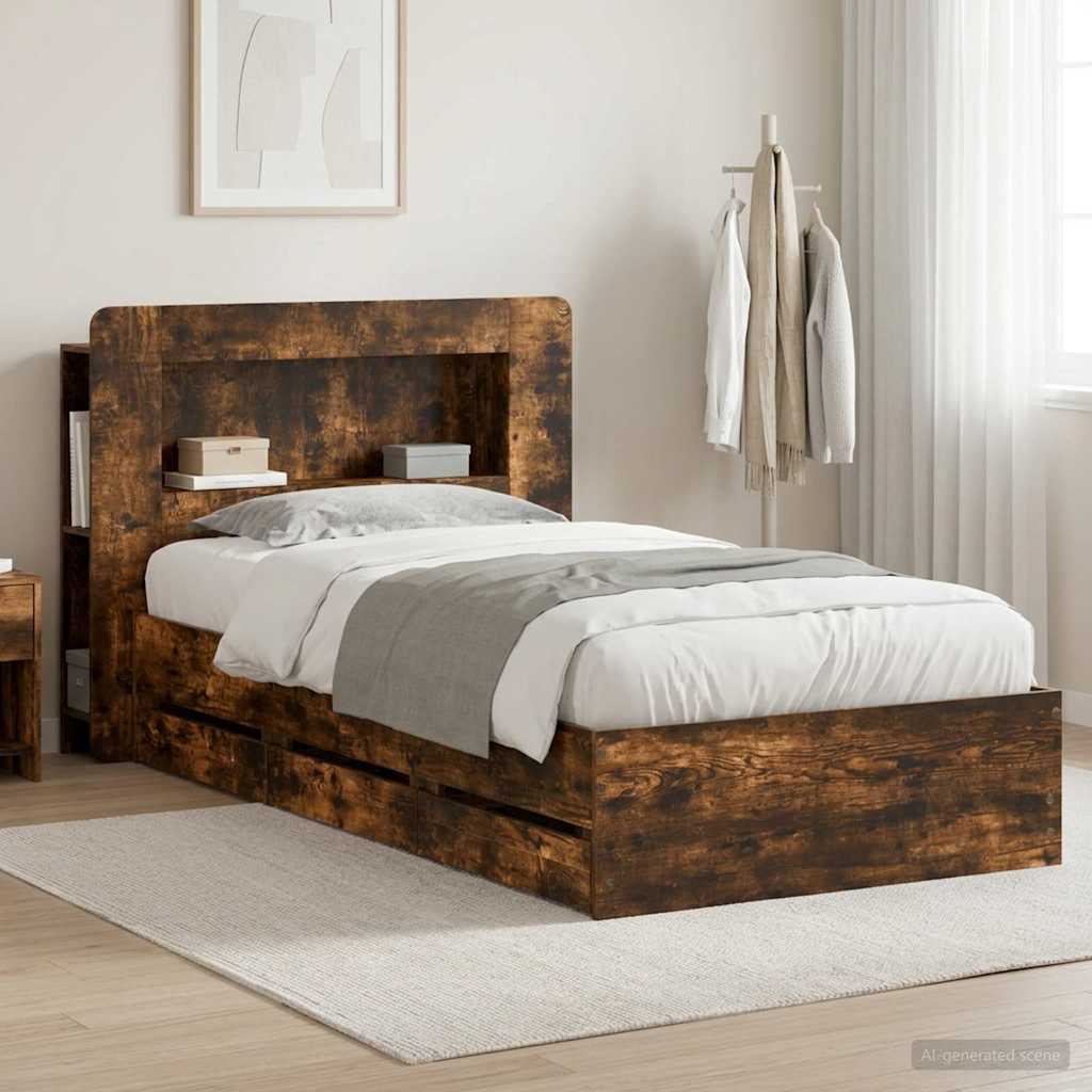 Telaio del letto con storage Rovere Fumo 90 x 200 cm | homemem39