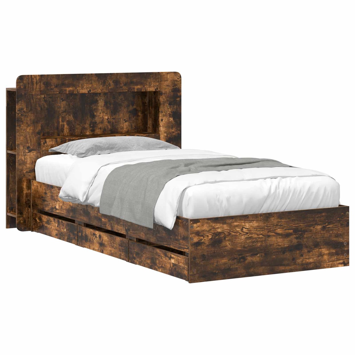 Telaio del letto con storage Rovere Fumo 90 x 200 cm | homemem39