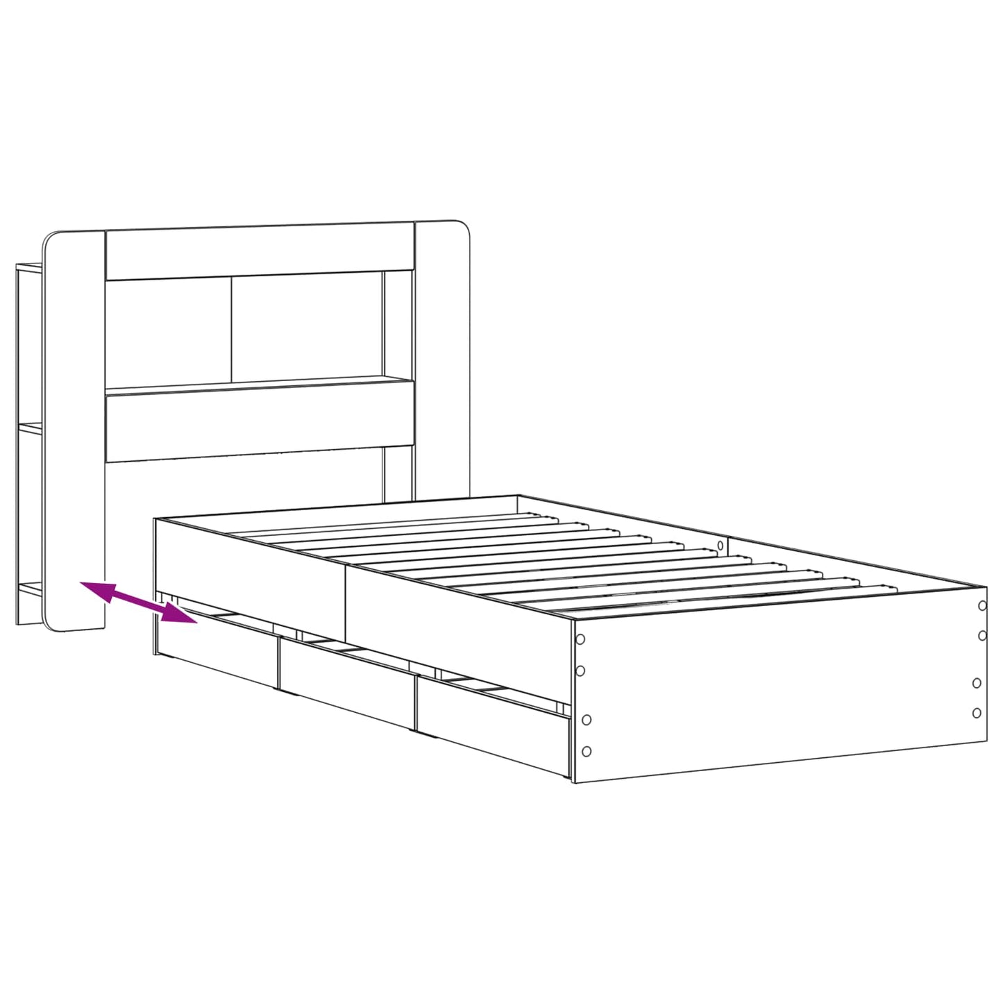 Telaio del letto con storage Rovere Fumo 90 x 200 cm | homemem39