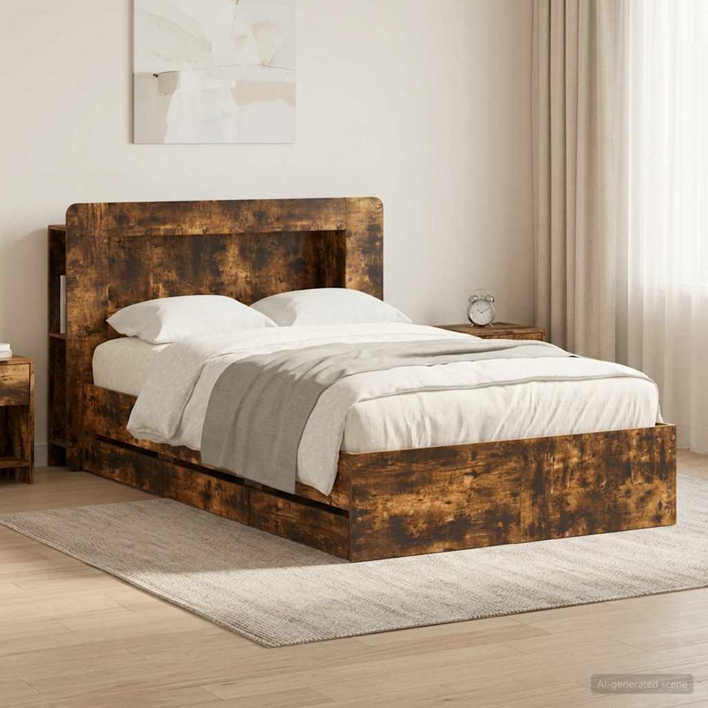 Telaio del letto con storage Rovere Fumo 120 x 190 cm | homemem39