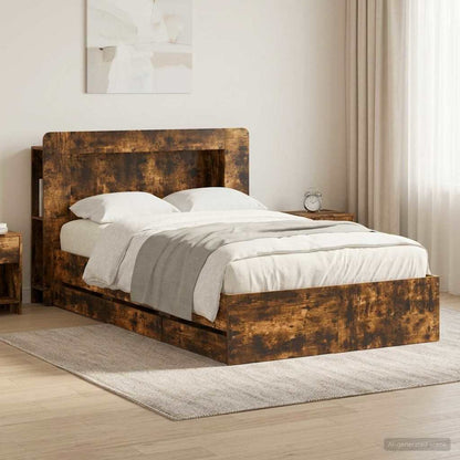 Telaio del letto con storage Rovere Fumo 120 x 190 cm | homemem39
