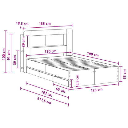 Telaio del letto con storage Rovere Fumo 120 x 190 cm | homemem39