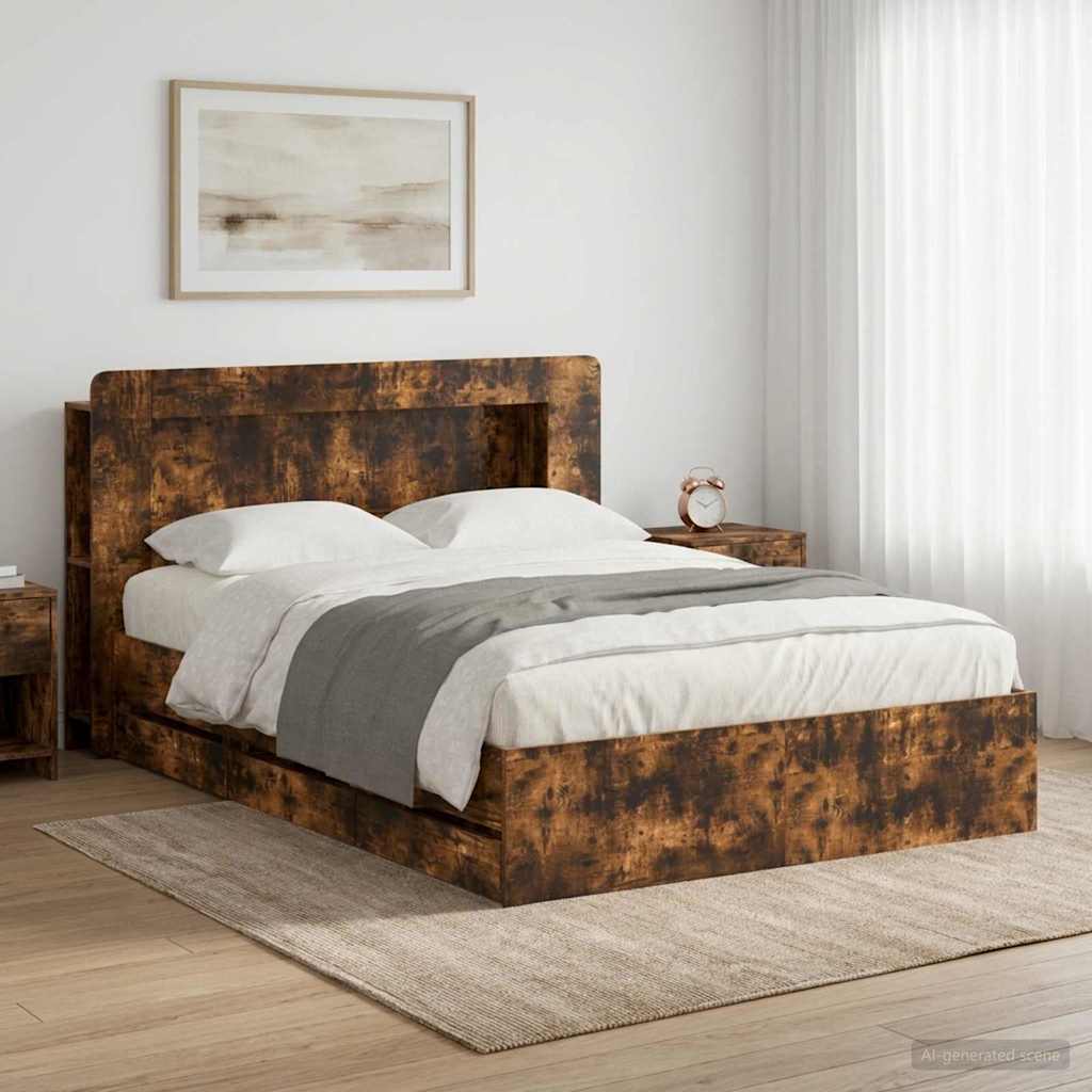 Telaio del letto con storage Rovere Fumo 135 x 190 cm | homemem39