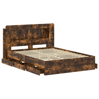 Telaio del letto con storage Rovere Fumo 135 x 190 cm | homemem39