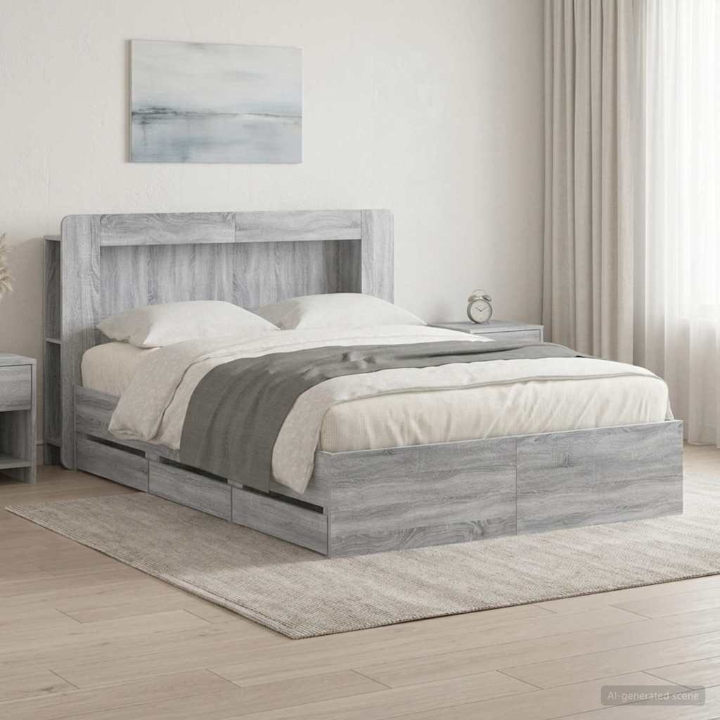 Telaio del letto con storage Sonoma grigio 140 x 200 cm | homemem39