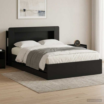 Telaio del letto con storage con testiera Nero 150 x 200 cm | homemem39