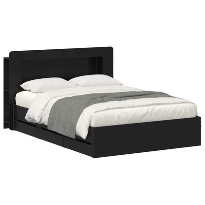 Telaio del letto con storage con testiera Nero 150 x 200 cm | homemem39