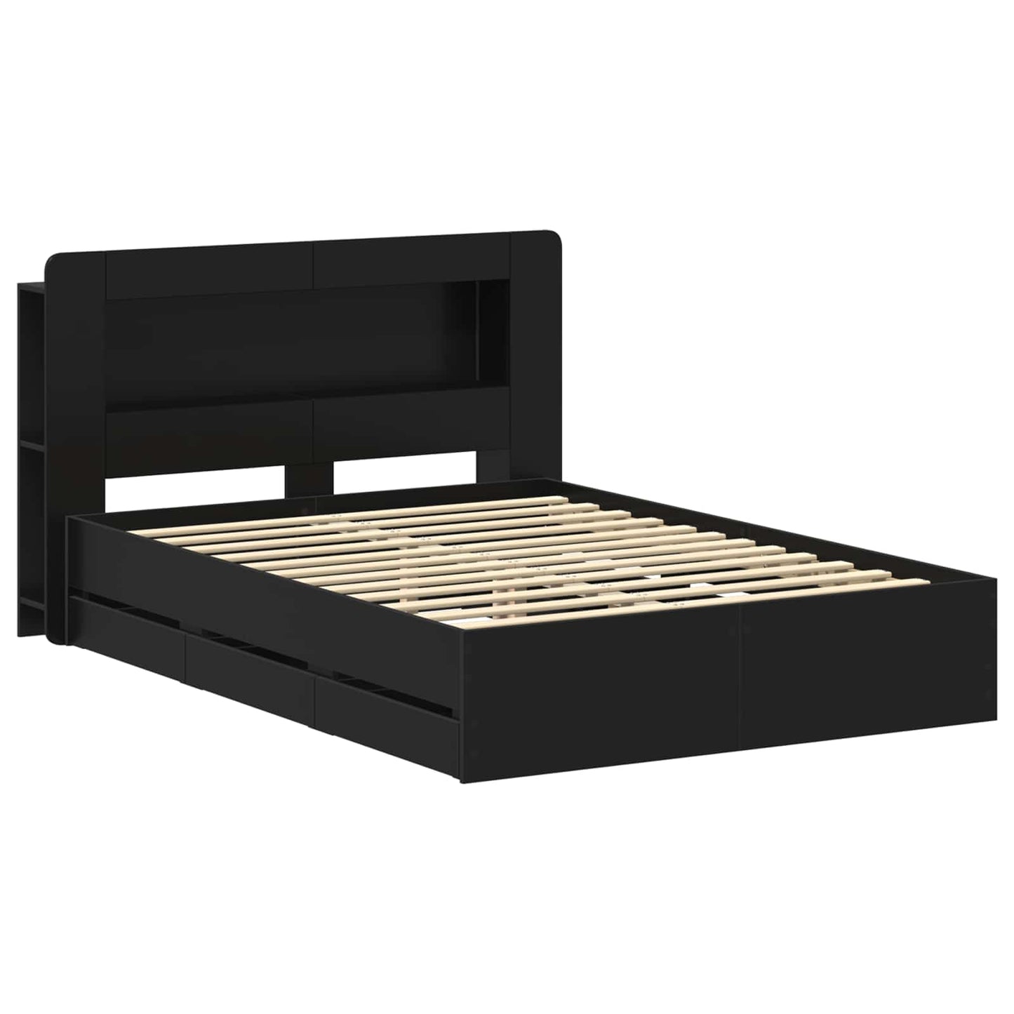 Telaio del letto con storage con testiera Nero 150 x 200 cm | homemem39