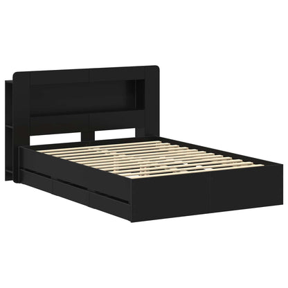 Telaio del letto con storage con testiera Nero 150 x 200 cm | homemem39