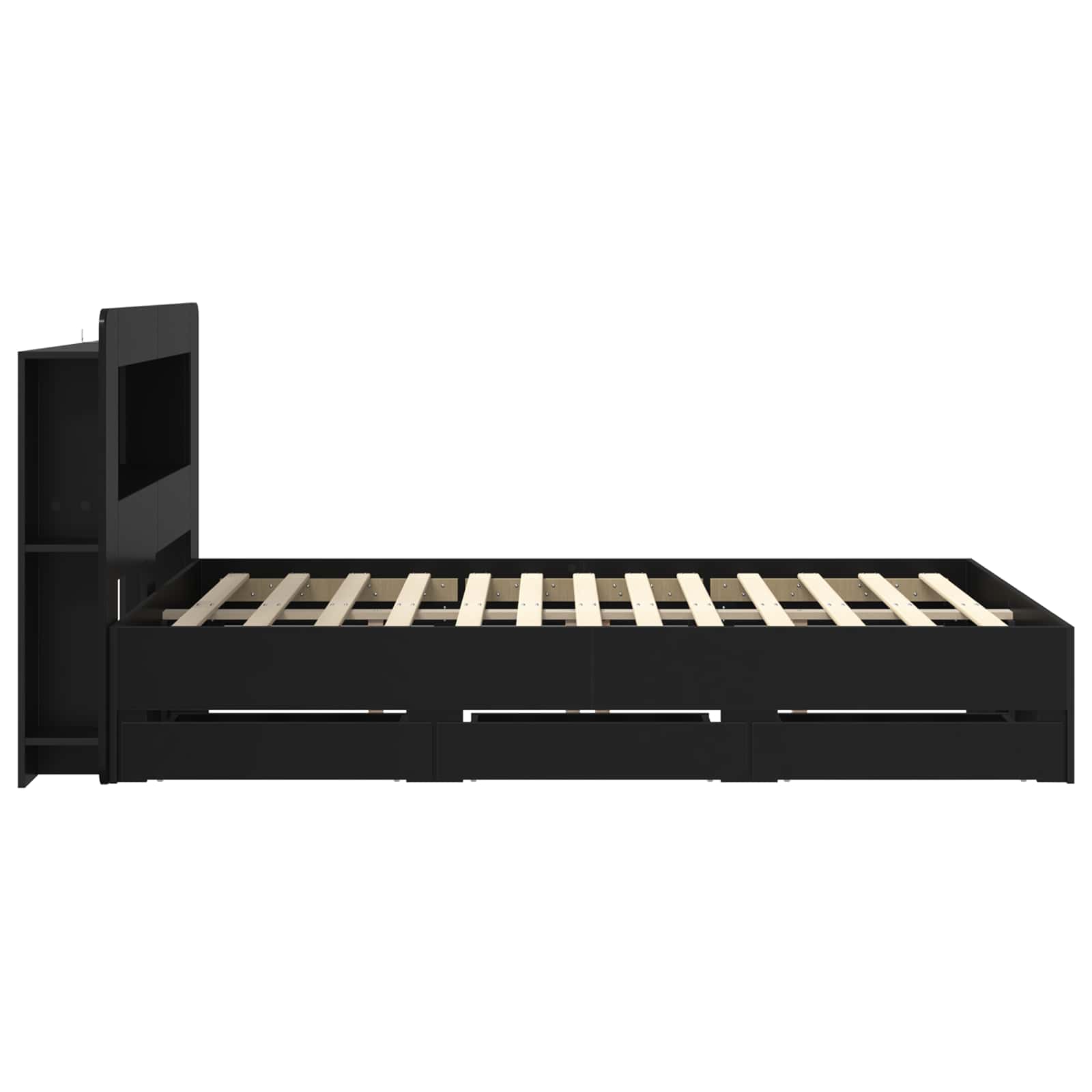 Telaio del letto con storage con testiera Nero 150 x 200 cm | homemem39