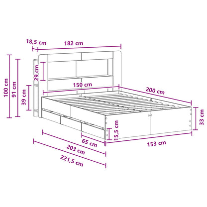 Telaio del letto con storage con testiera Nero 150 x 200 cm | homemem39