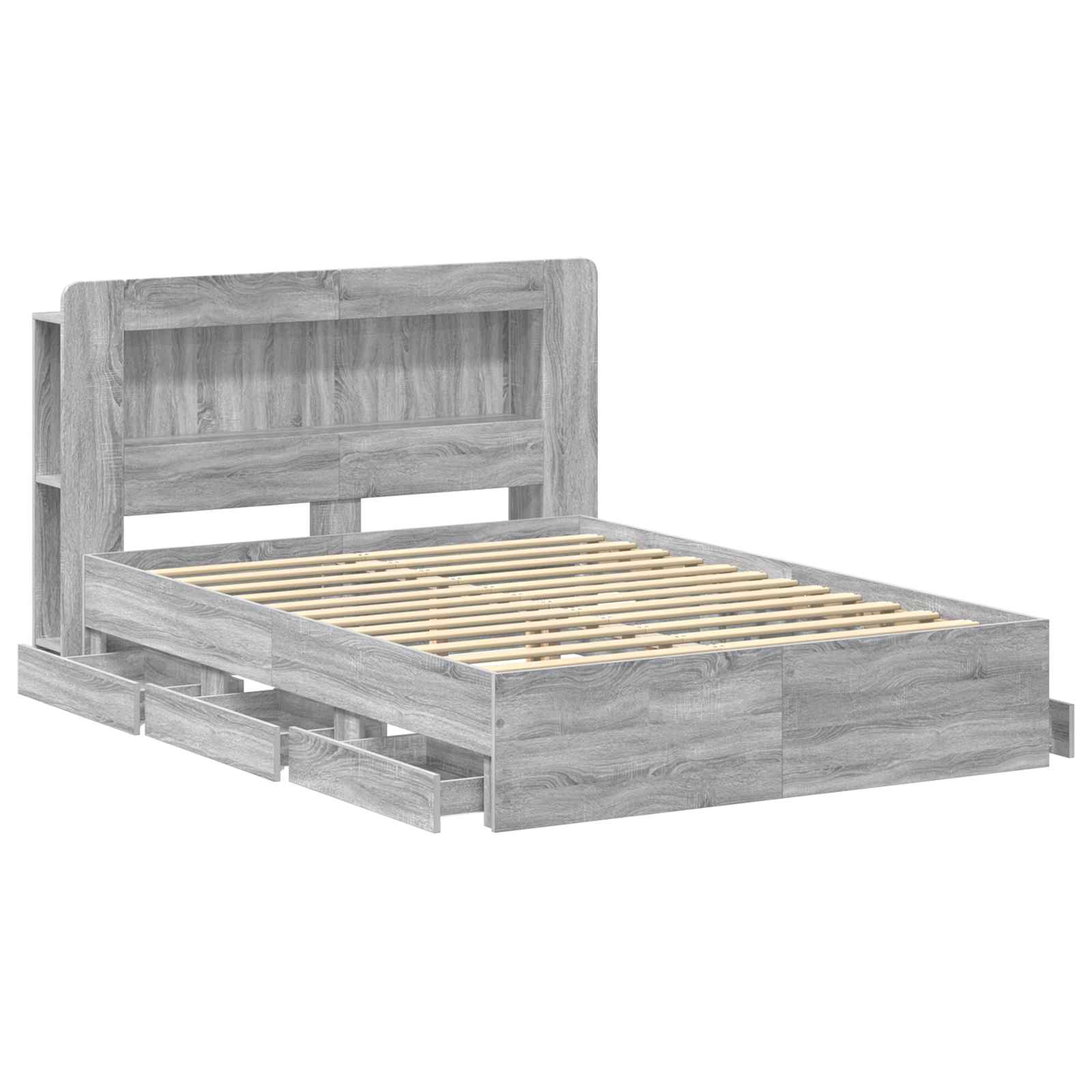 Telaio del letto con storage Sonoma grigio 150 x 200 cm | homemem39