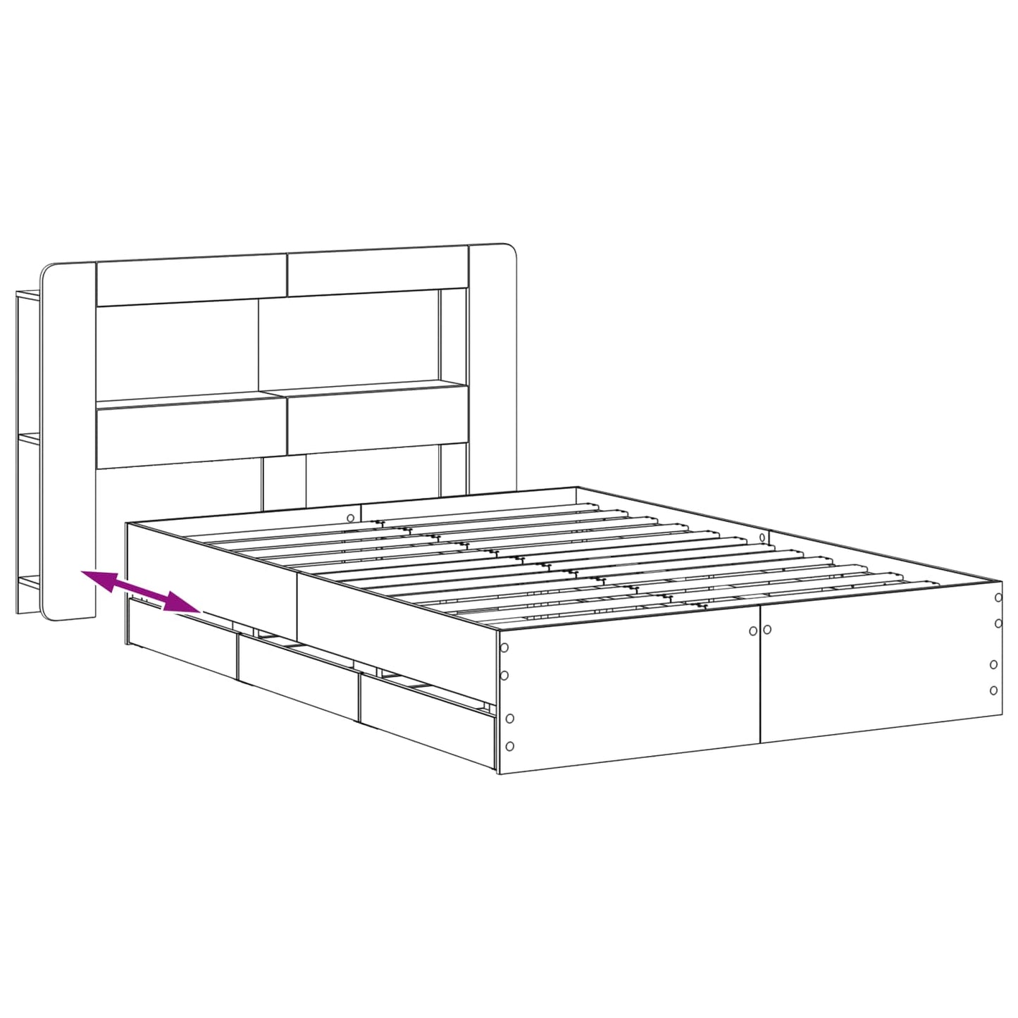 Telaio del letto con storage con testiera Bianco 150 x 200 cm | homemem39