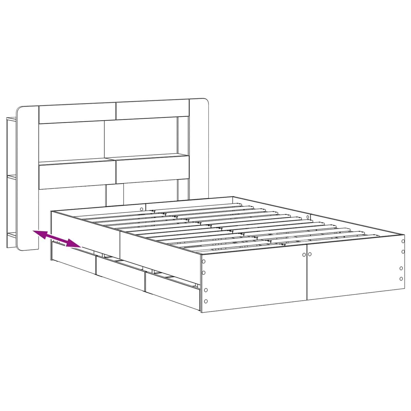 Telaio del letto con storage con testiera Bianco 150 x 200 cm | homemem39